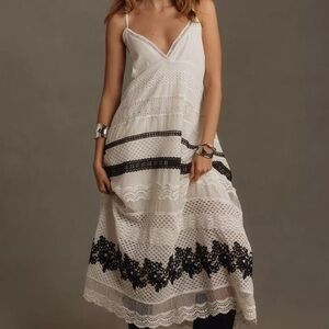 Anthropologie White Cream Tiered Sundress